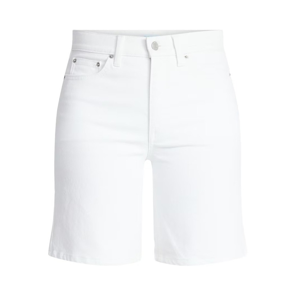 Coastal Womens White High Rise Bermuda Denim Shorts 9 Inseam Size 14 NWT